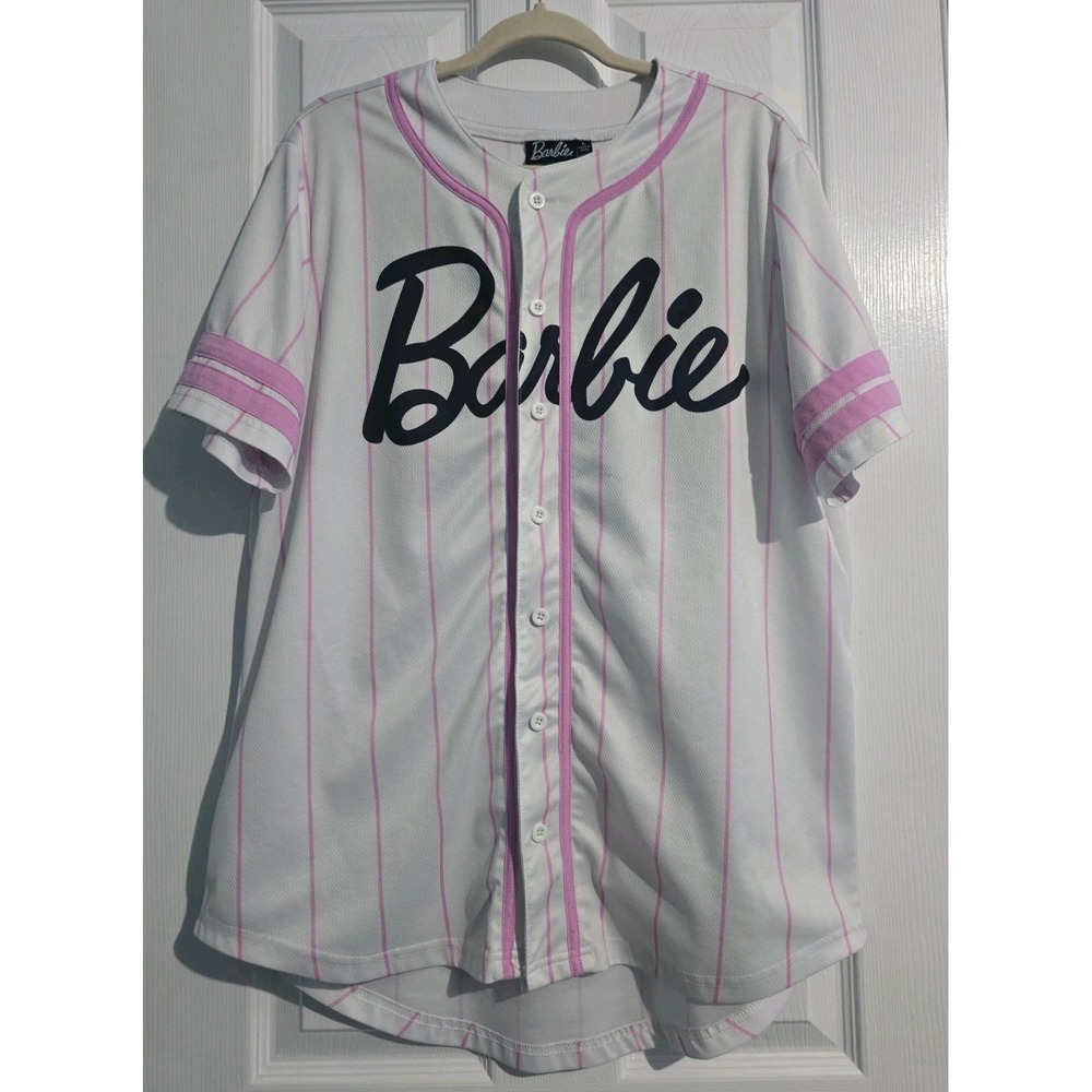 Barbie Baseball Jersey Pink And White Woman's Size L #59